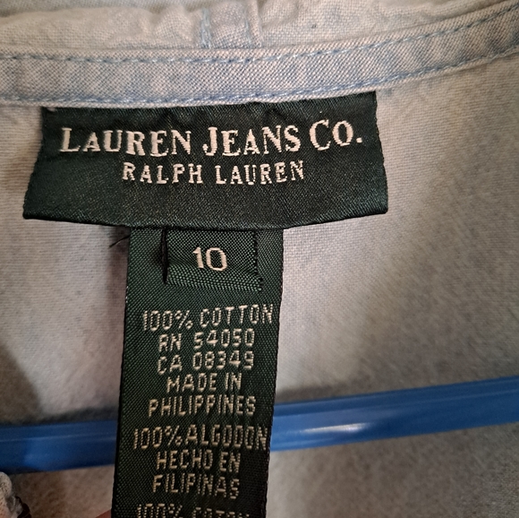 VTG Lauren Jeans Co Ralph Lauren sporty loose fit pale blue denim hooded… - Picture 2 of 4